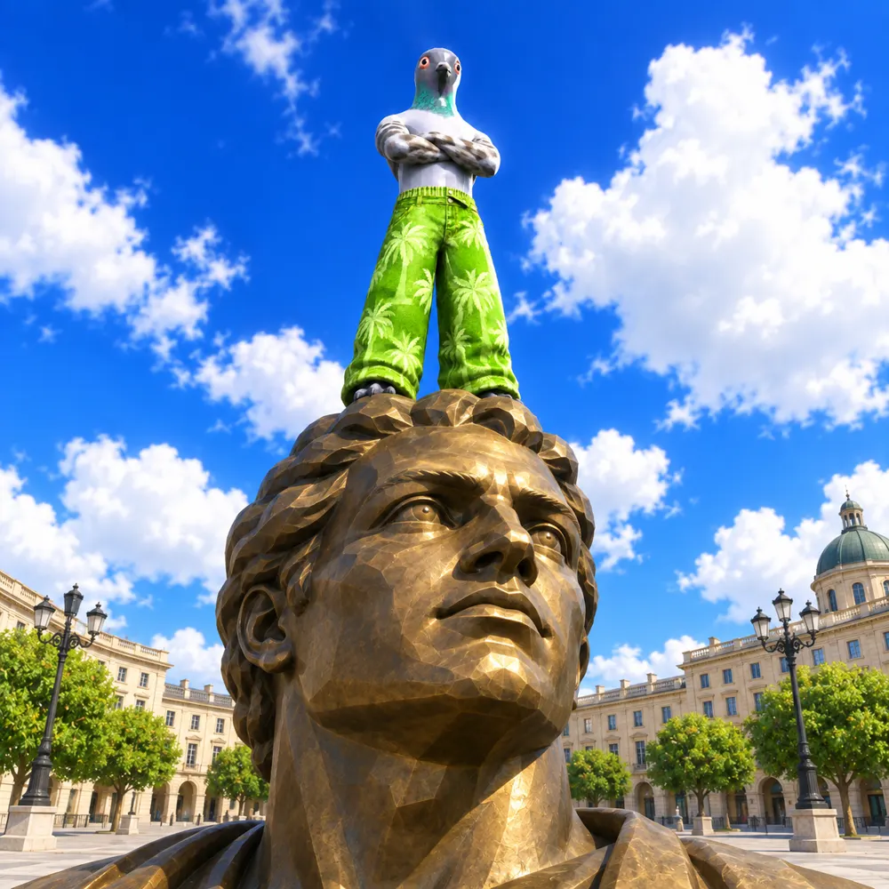 pidge on a statue